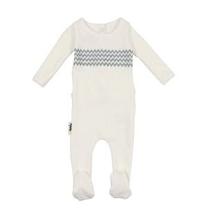 Maniere Wave Embroidered Footie in White